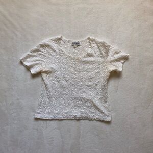 Vintage white lace mesh baby tee